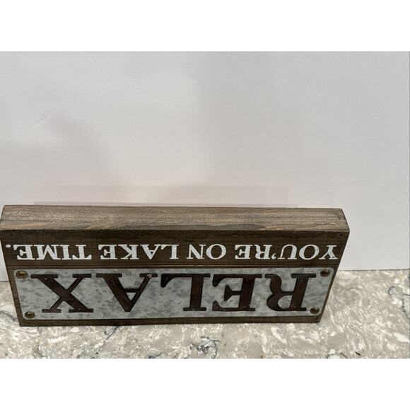 Mudpie Wood Metal Farmhouse Decor Sign - Relax You're On Lake Time - Picture 6 of 8
